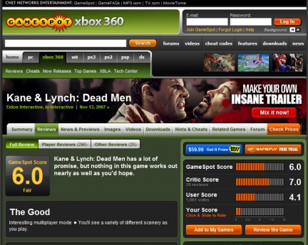 Gamespot licenzia redattore per la recensione di Kane & Lynch? Gamespot licenzia redattore per la recensione di Kane & Lynch?