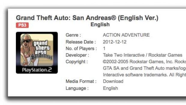 GTA: San Andreas su PS3 dal 12 dicembre secondo PlayStation Hong Kong GTA: San Andreas su PS3 dal 12 dicembre secondo PlayStation Hong Kong