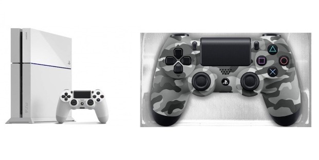 PlayStation 4 Glacer White e Dual Shock Urban Camouflage all'E3 2014 PlayStation 4 Glacer White e Dual Shock Urban Camouflage all'E3 2014