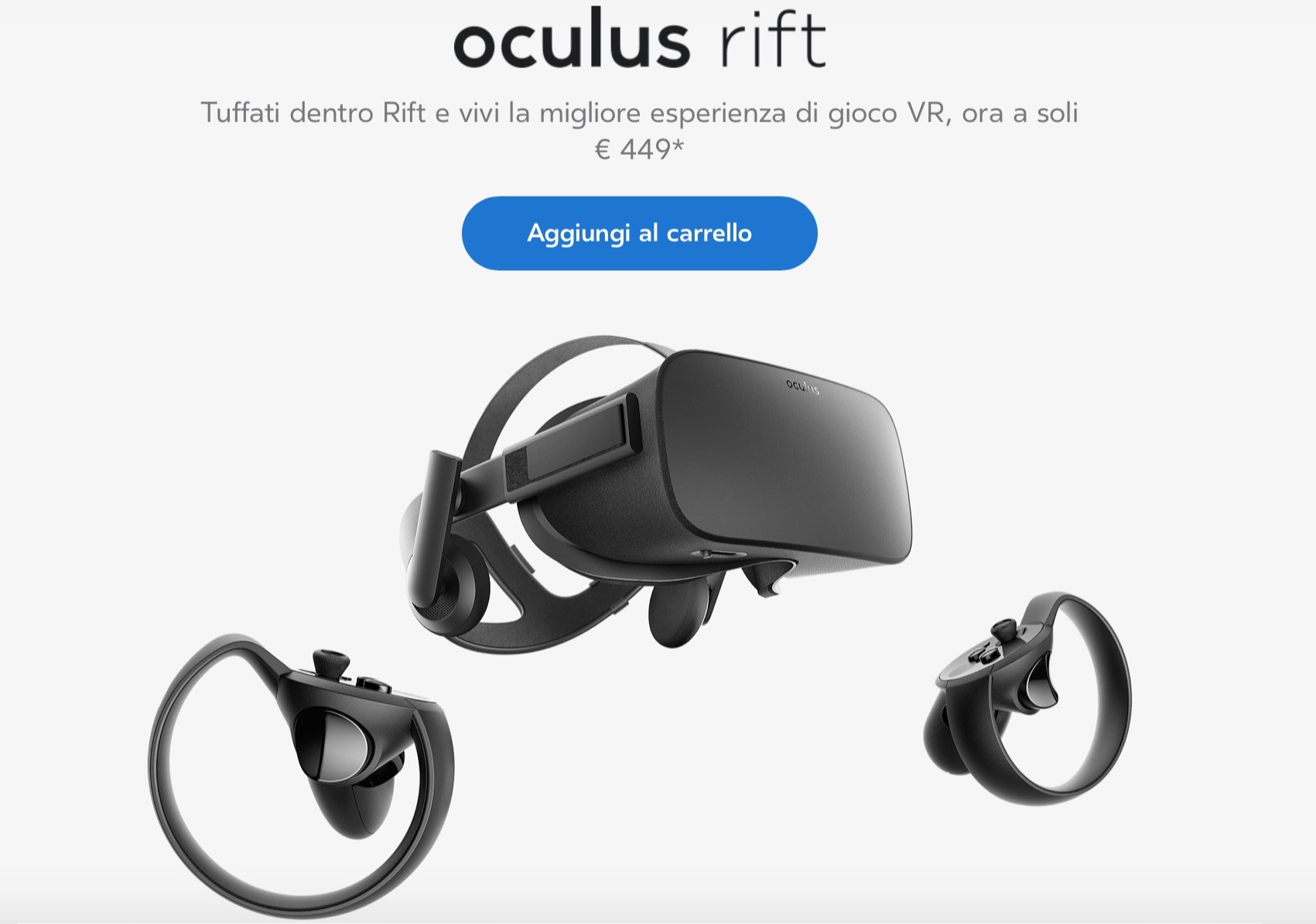 Oculus Rift, il prezzo scende a 449 euro