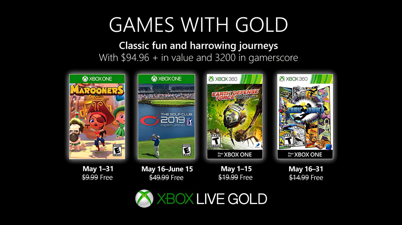 Xbox Games With Gold: svelati i giochi gratis di Maggio 2019